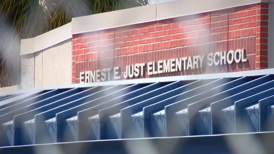 Exterior of Just Elementary School. 