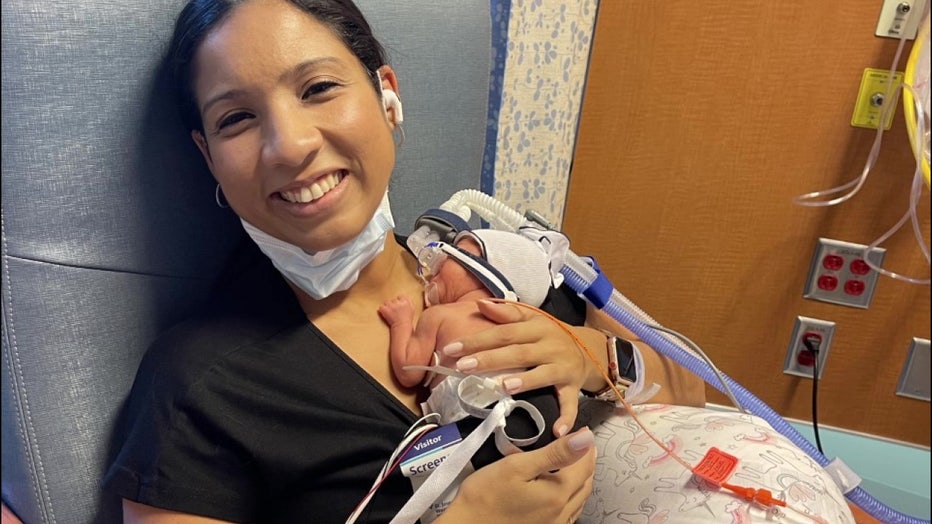 Sasha Figueroa and baby Isabella.