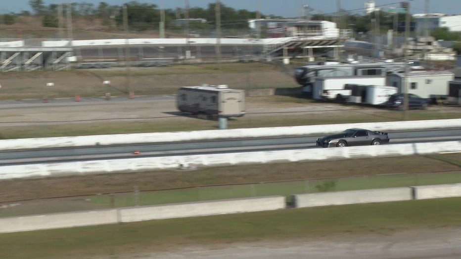 A car tests its limits at a Pinellas County drag race park. 