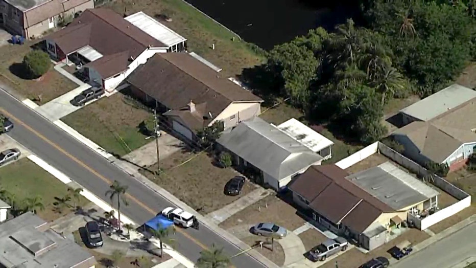 SkyFOX view of death investigation along Moog Road in Pasco County.