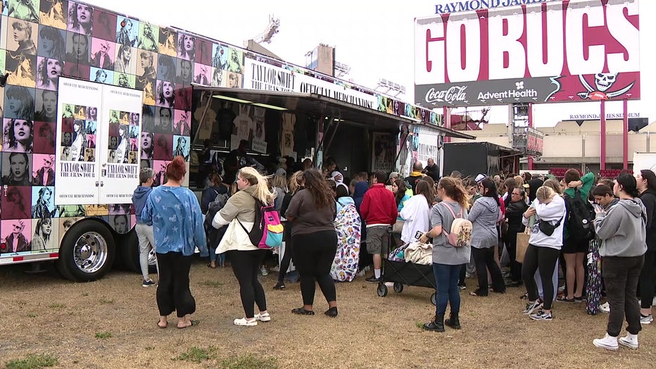 Fans lined up before dawn to get their hands on Taylor Swift merchandise. 