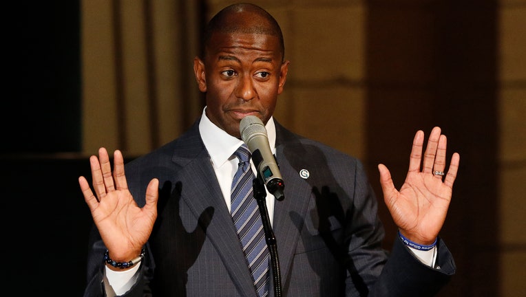 Florida Democratic gubernatorial candidate Andrew Gillum attends a service to advocate for a vote recount at the New Mount Olive Baptist Church on November 11, 2018 in Fort Lauderdale, Florida. A statewide midterm election recount is underway to decide if Gillum or Republican Ron DeSantis will win the election. (Photo by Joe Skipper/Getty Images)