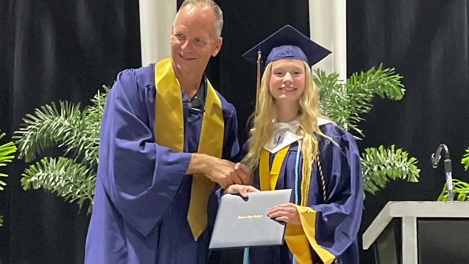 File: Kinsley Trlak had her commencement during the graduation rehearsal at her high school.