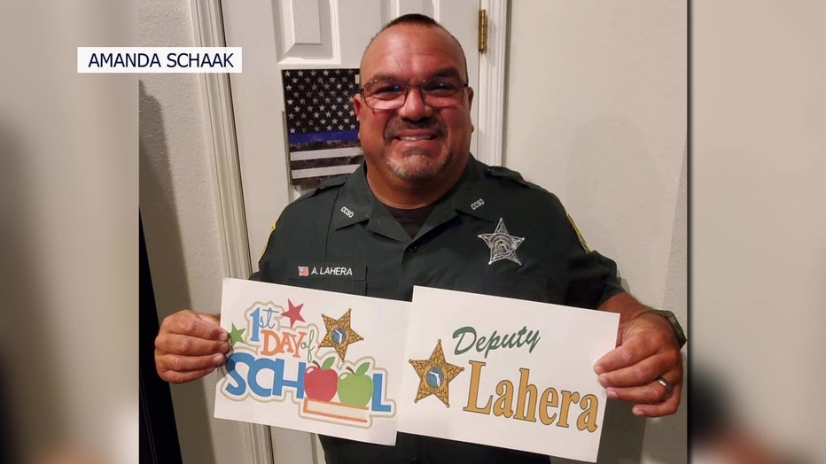 Deputy Andy Lahera was airlifted to the hospital after he was hit by a car.