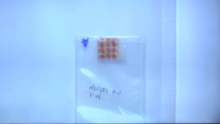 File: A red dice pattern on tiny baggies found both with Stillitano and in Sutphin's home were used as evidence in the trial.