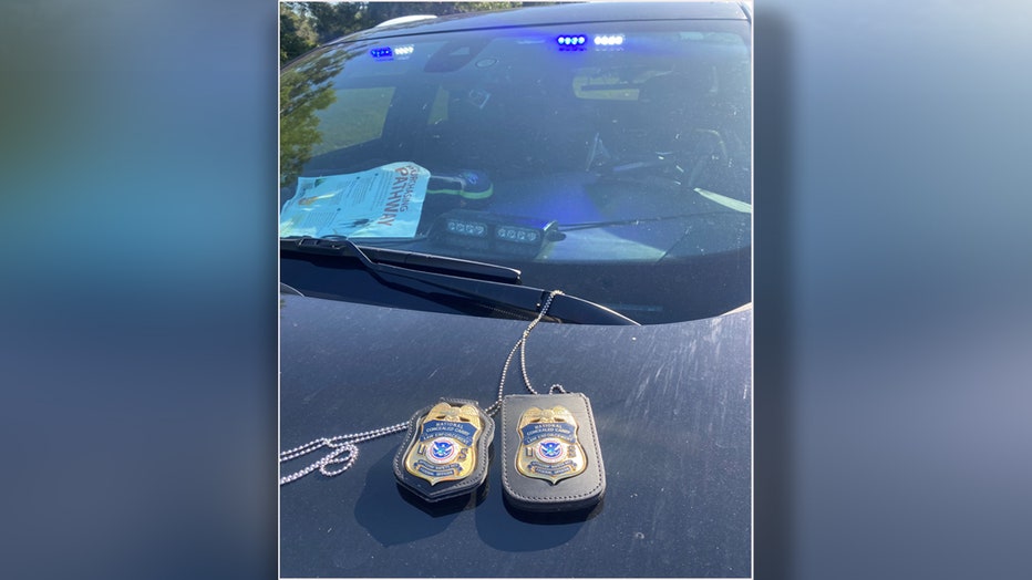 Badges found inside Cadillac courtesy of the Florida Highway Patrol.