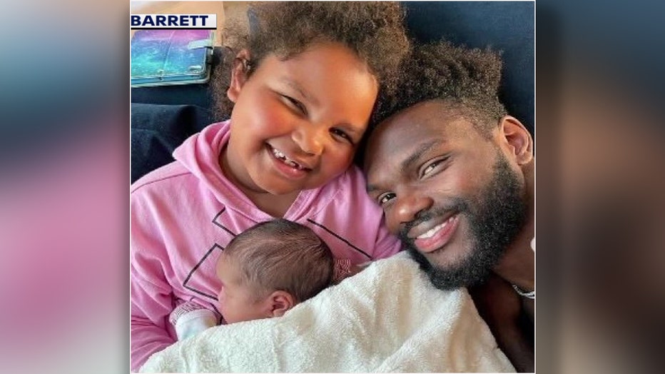 Bucs' player Shaquil Barrett with daughters. Image is courtesy of Jordana Barrett.