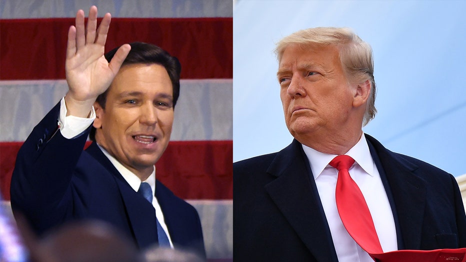 Ron DeSantis and Donald Trump side by side.