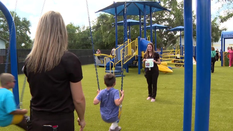 The sensory-therapeutic playground is the first of its kind at a Pinellas County school. 