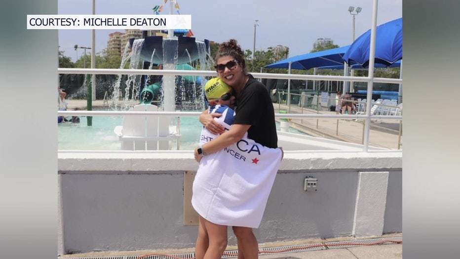Michelle Deaton's son began swimming as a way to deal with his mother's cancer. 