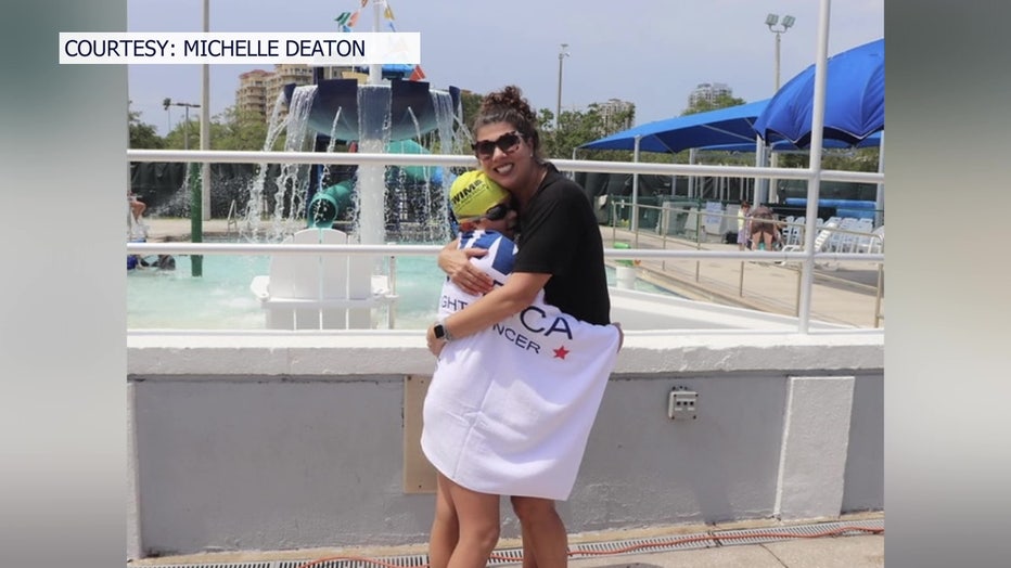Michelle Deaton's son began swimming as a way to deal with his mother's cancer.