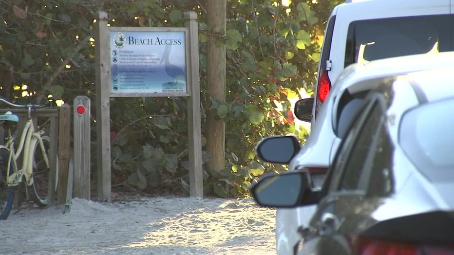 Beach access sign.