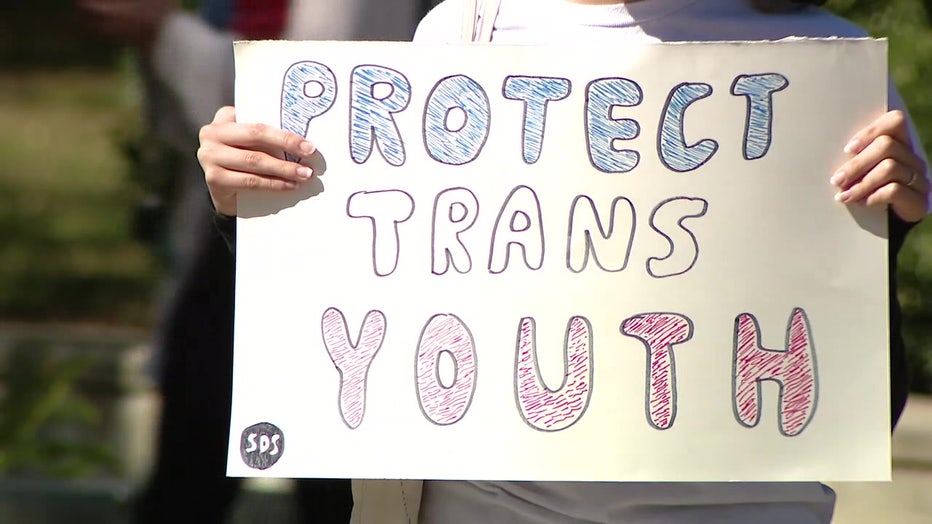 File: Protect Trans Youth sign. 