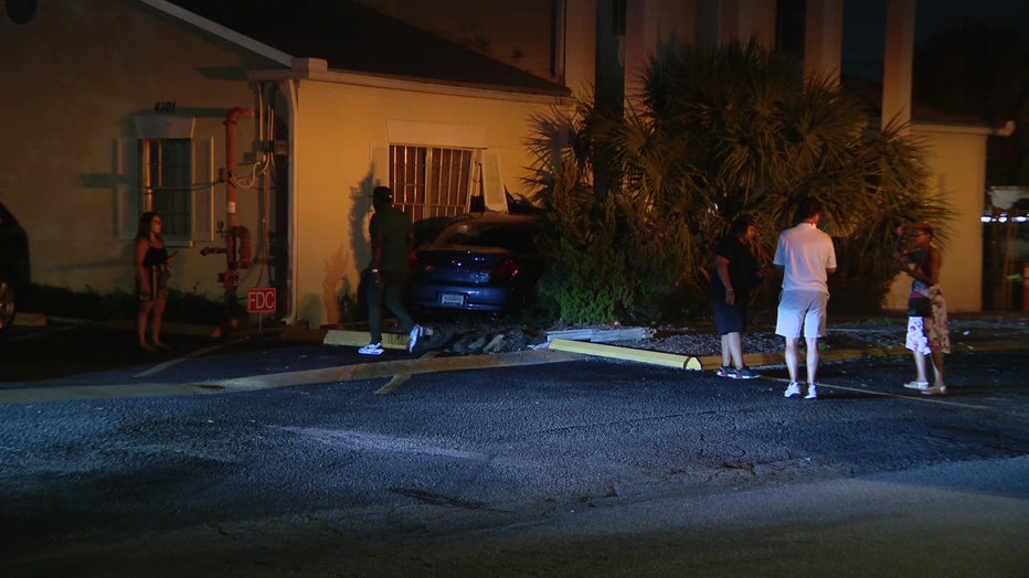 A vehicle crashed into the side of a South Tampa daycare center Monday night.