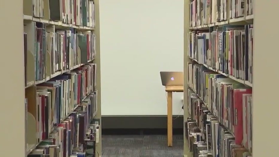 File of stacks in a library.