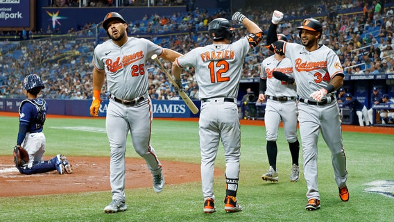 Hicks homers and drives in 4 as the Orioles beat the Rays 8-6 after nearly blowing a 7-run lead