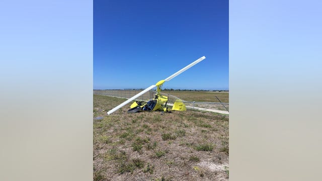 Small helicopter crashes into fence between Venice Municipal Airport and the Festival Grounds.