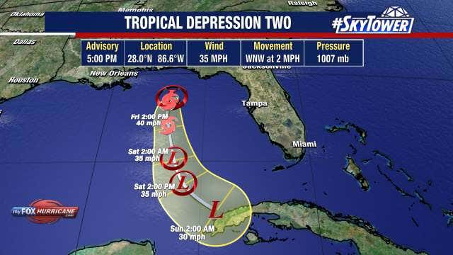 Tropical Depression 2 forms in Gulf of Mexico on first day of hurricane season