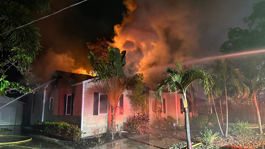 The home was 50% engulfed when firefighters arrived. Image is courtesy of Tampa Fire Rescue. 