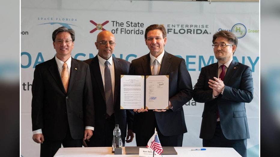 Governor Ron DeSantis signed paperwork with LowCarbon Hydrogen Corporation while he was in South Korea earlier this year.