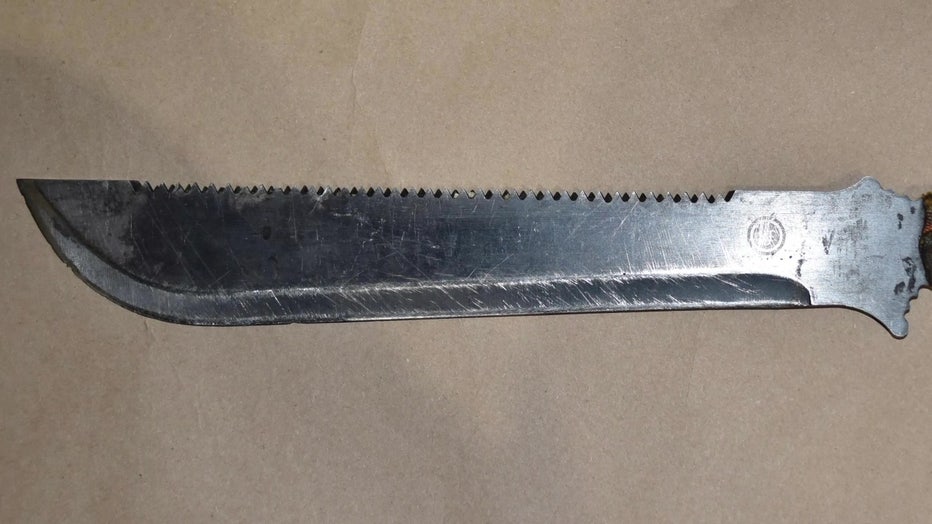 Machete prosecutors say was used in deadly attack. 