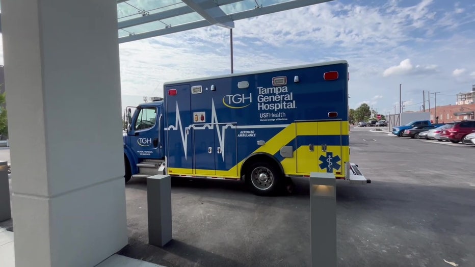 Ambulance outside of TGH's new freestanding emergency room. 