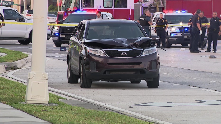 Tampa police say the driver of a Kia SUV hit and killed a man trying to cross Dale Mabry Highway on Thursday morning.