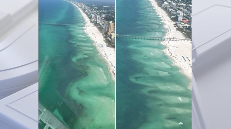 Side-by-side images of rip currents.