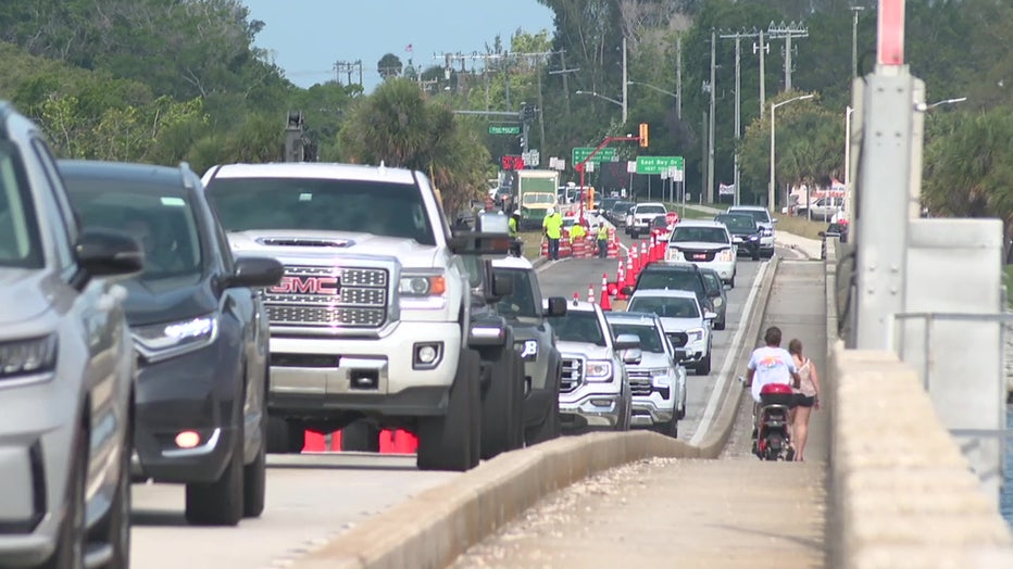 Traffic is backed up as crews fix the 16-inch supplemental water main that was installed in 1982.