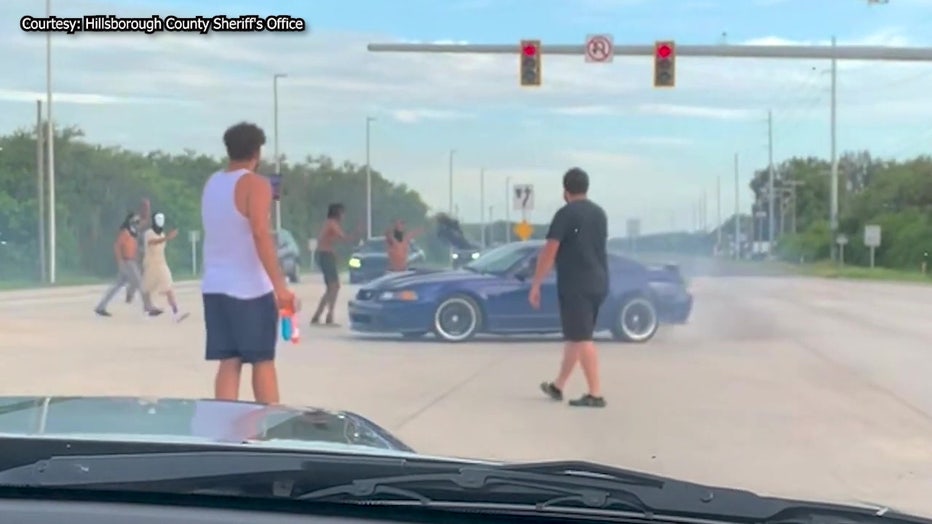 Officials saw cars doing "donuts" in intersection during the operation.