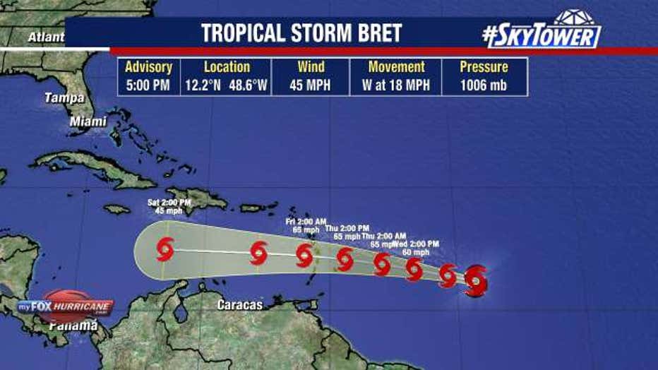 Tropical Storm Bret Moves Closer To Caribbean Sea, Expected To ...