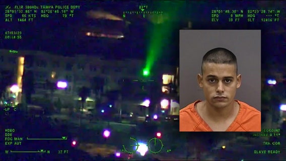 Suspect arrested for pointing green laser at pilots onboard Tampa PD helicopter