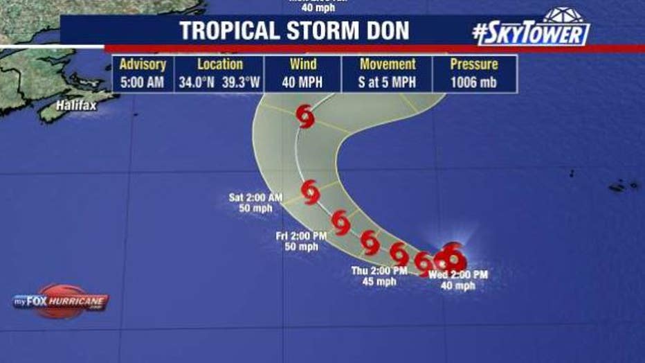 Tropical Storm Don is expected to stay over open water. 