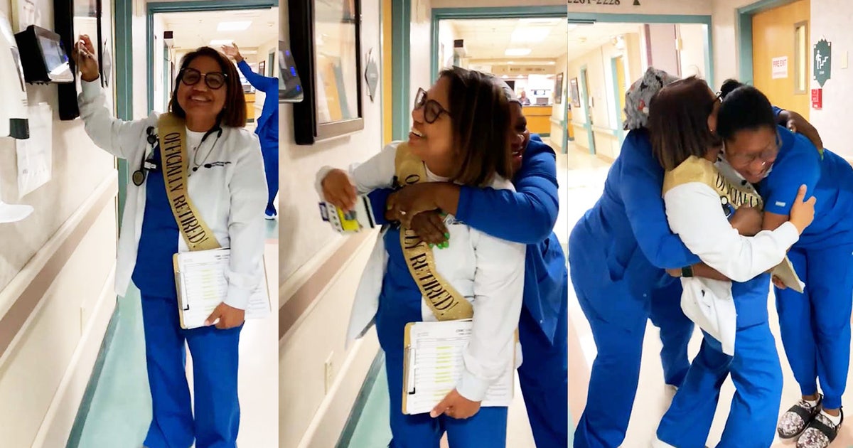 Watch: Beloved nurse, who worked at hospital for over 33 years, clocks ...