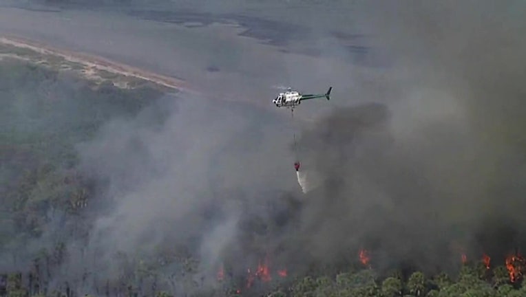Helicopters were used to put out the Egmont Key brush fire.