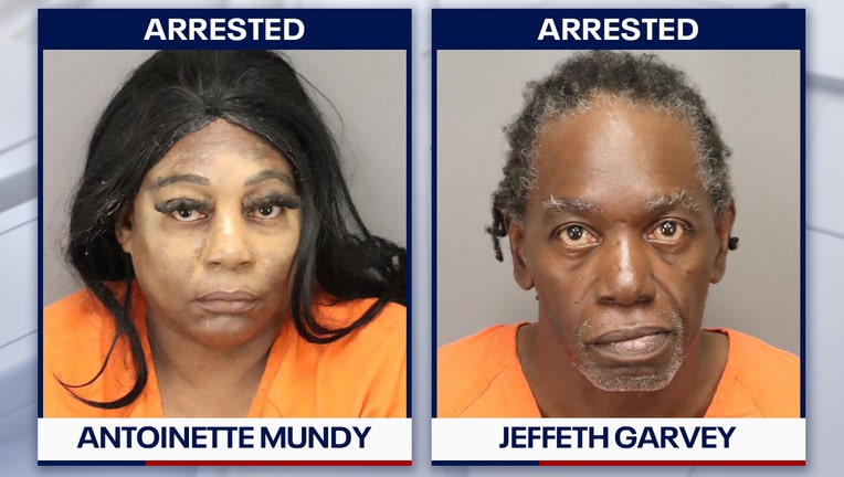 Antoinette Mundy and Jeffeth Garvey booking images courtesy of the St. Petersburg Police Department. 