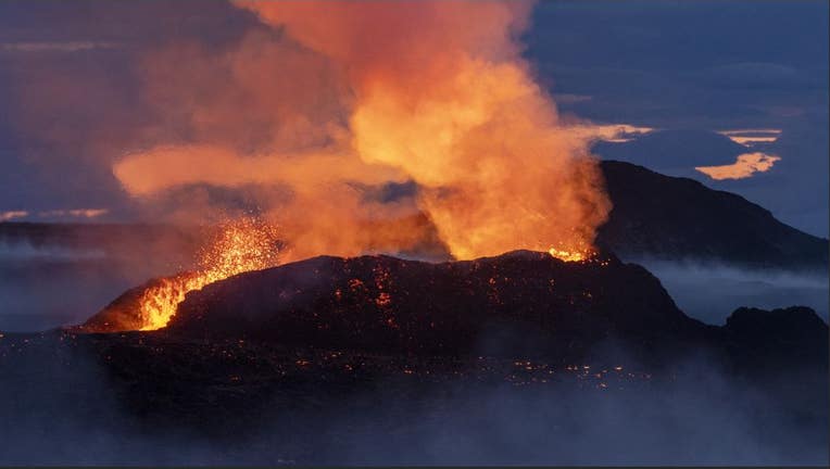 REYKJAVIK, ICELAND - JULY 16: Mount Fagradalsfjall volcano spews lava after an eruption in Reykjavik, Iceland, on July 16, 2023. (Photo by Emin Yogurtcuoglu/Anadolu Agency via Getty Images)