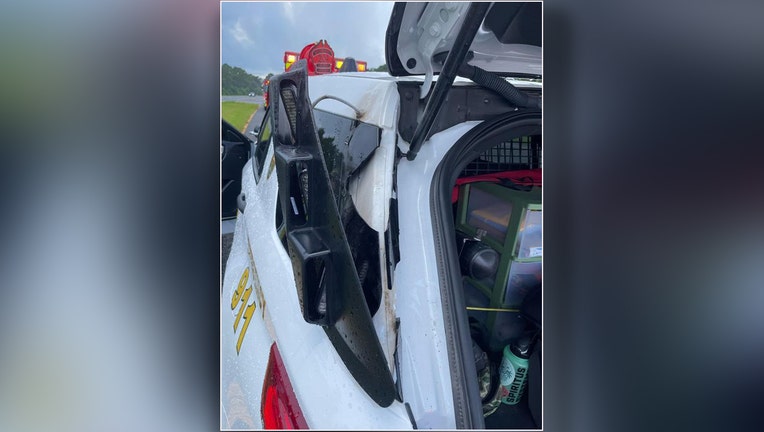 The Walton County Sheriff's Office says a lightning strike fried the electrical system of a deputy's patrol car. Image is courtesy of the Walton County Sheriff's Office. 