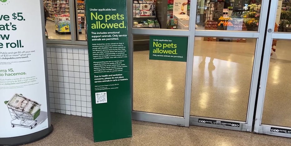 Publix reminds shoppers that pets are not allowed in their stores