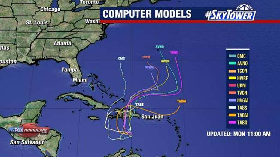 Computer models show Tropical Storm Franklin staying over open waters.
