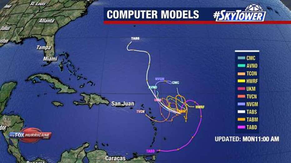 Computer models show Tropical Storm Gert staying out over open waters.