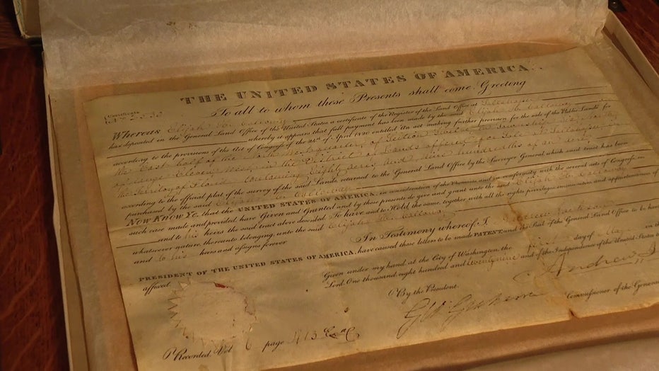 A land grant document from 1829 signed by Andrew Jackson was also found.