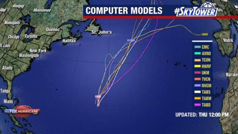 Computer models show Tropical Storm Jose staying over open waters.