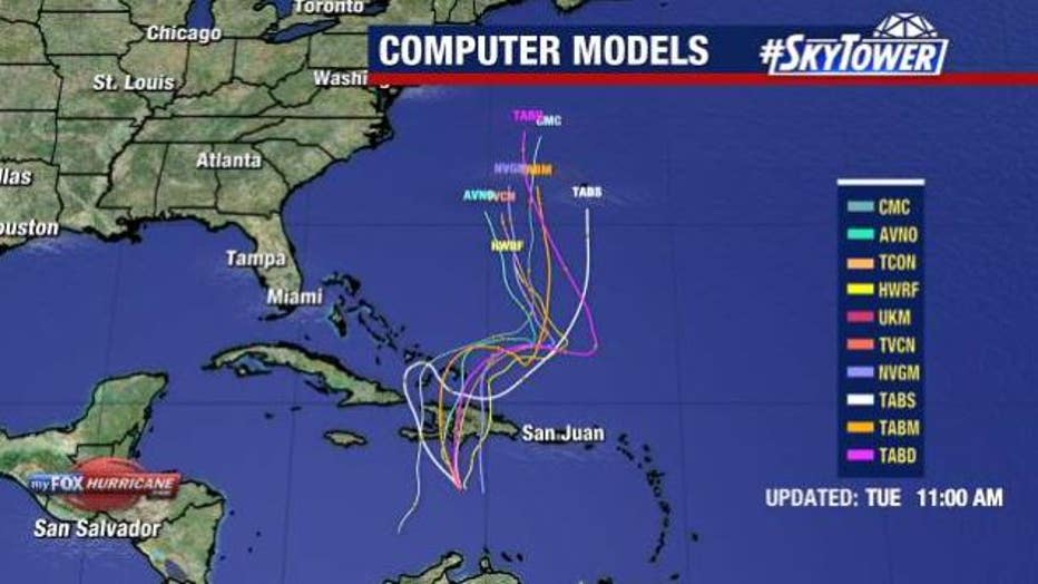 Models show Tropical Storm Franklin strengthening once it enters the Atlantic Ocean. 