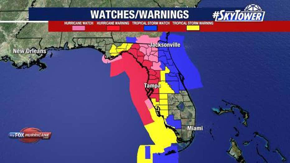 Tropical Storm watches have been issued for Florida's west coast ahead of Tropical Storm Idalia. 