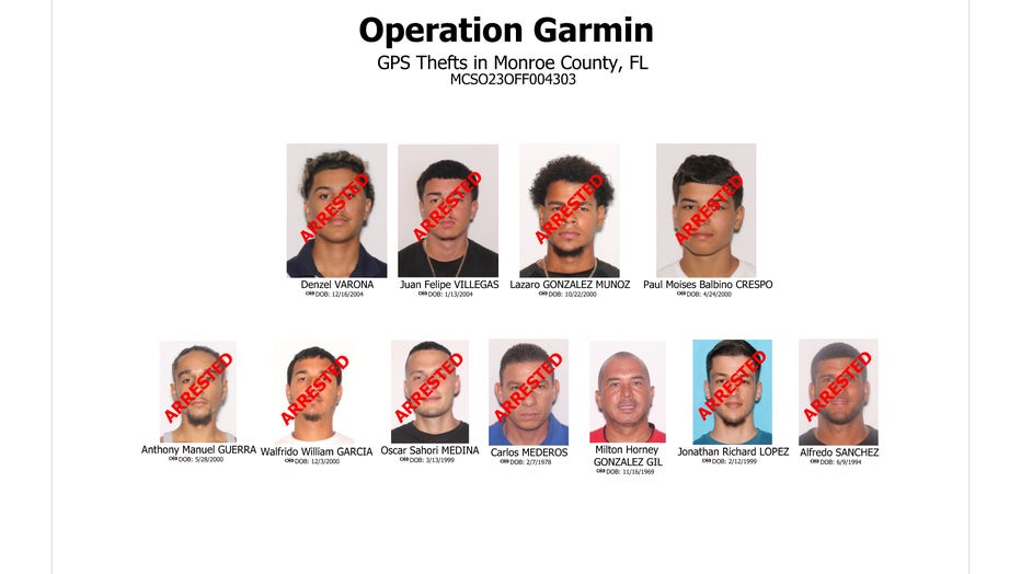 Law enforcement officers arrested 10 suspects in connection with an organized crime ring. 