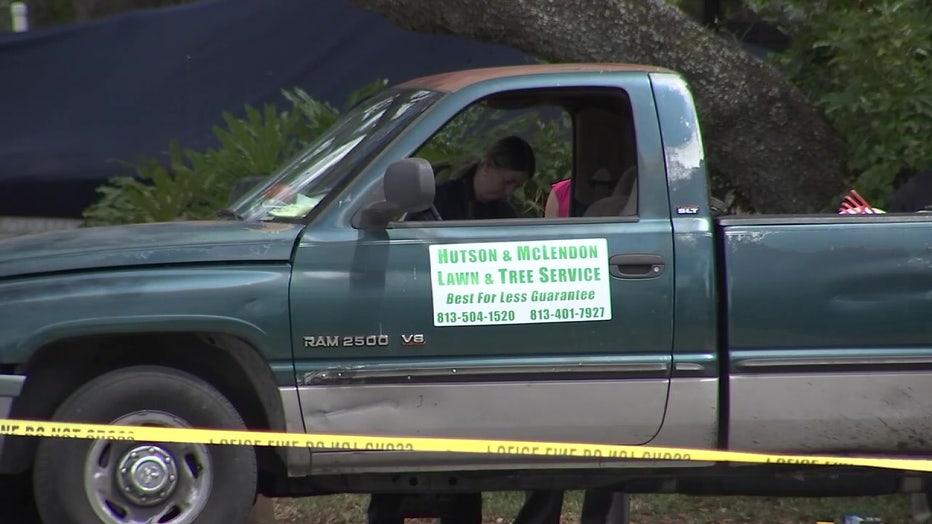 Gilbert Serna was a passenger in this truck when he allegedly spat on Smith's BMW. Smith is accused of stabbing him to death afterward. 