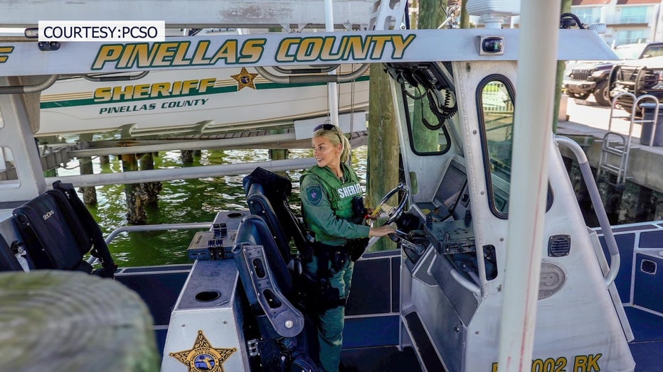 Deputy Constant on boat. Image is courtesy of the Pinellas County Sheriff's Office.