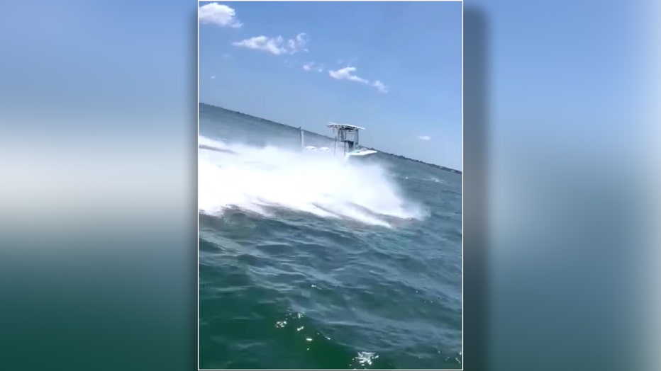 A boat in Pinellas County was traveling unmanned around 40 miles per hour after its driver fell overboard. Image is courtesy of the Pinellas County Sheriff's Office. 