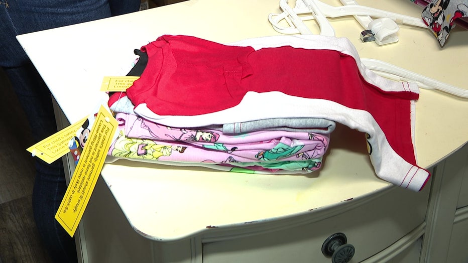 A set of children's pajamas at West Florida Foster Care Services. 